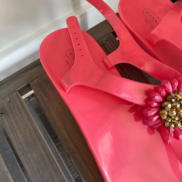 Coach hot pink sandals with beaded detail. - Picture 2 of 2